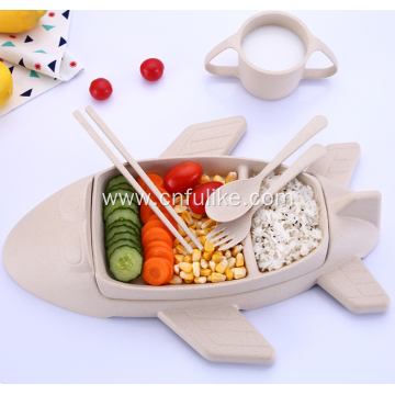 Airplane Shape Wheat Straw Tableware Set